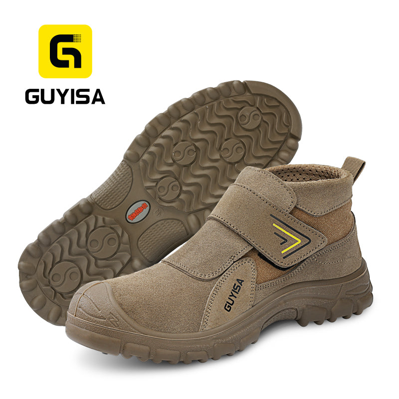 GUYISA Welder Safety Boots European Standard Steel Toe Anti-ironing Work Boot for Construction Sites