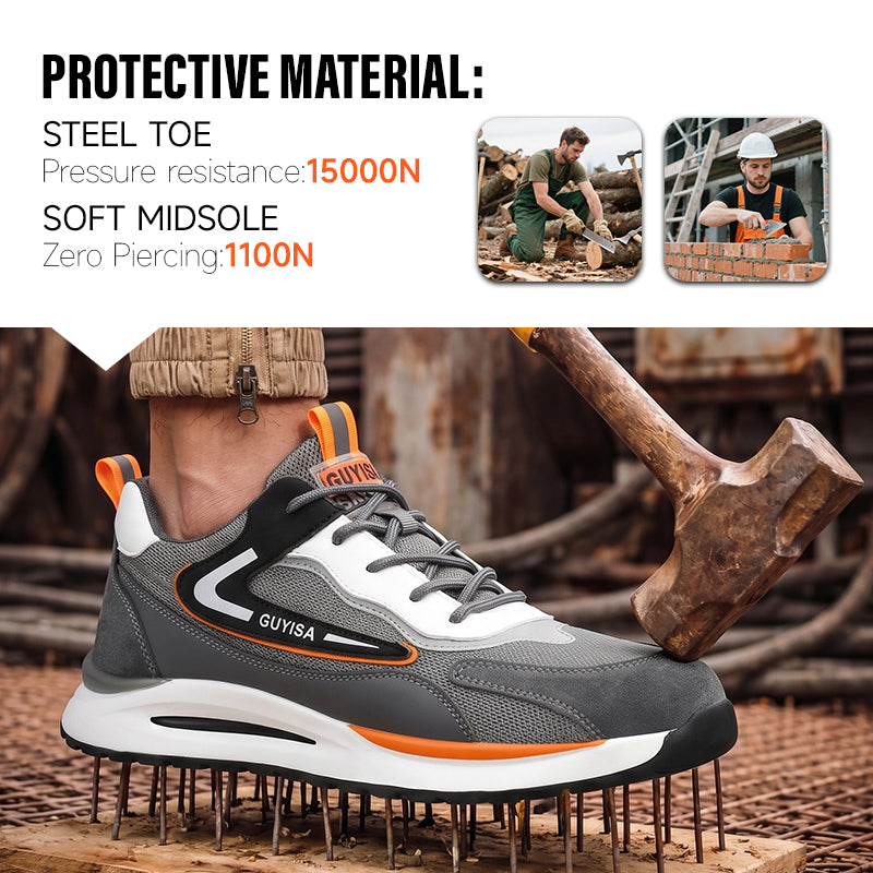 GUYISA Brand Labor protection Shoes Men's Fashion Design Non-slip Anti-samsh Outdoor Work Steel Toe Safety Shoes