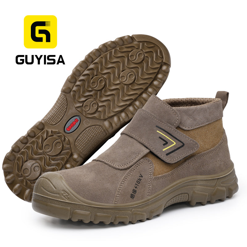 GUYISA Welder Safety Shoes | 10KV Insulated, Plastic Toe Anti-Smash Anti-Puncture, Four-Season Low-top Khaki