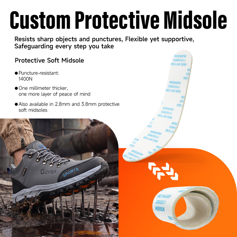 GUYISA Men's High Quality Waterproof Leather Safety Shoes Anti-Smashing Steel Toe with Wear-Resistant Feature
