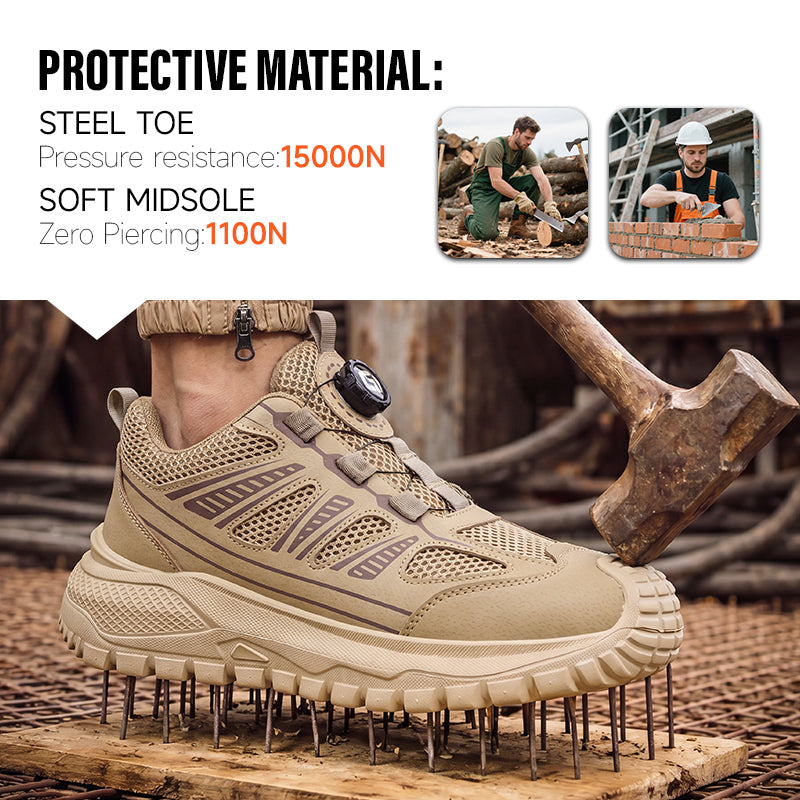 GUYISA New Summer Low Top Safety Shoes, EU Standard Steel Toe, 4.0mm Anti-Puncture Sole, Breathable Fly Mesh & Microfiber
