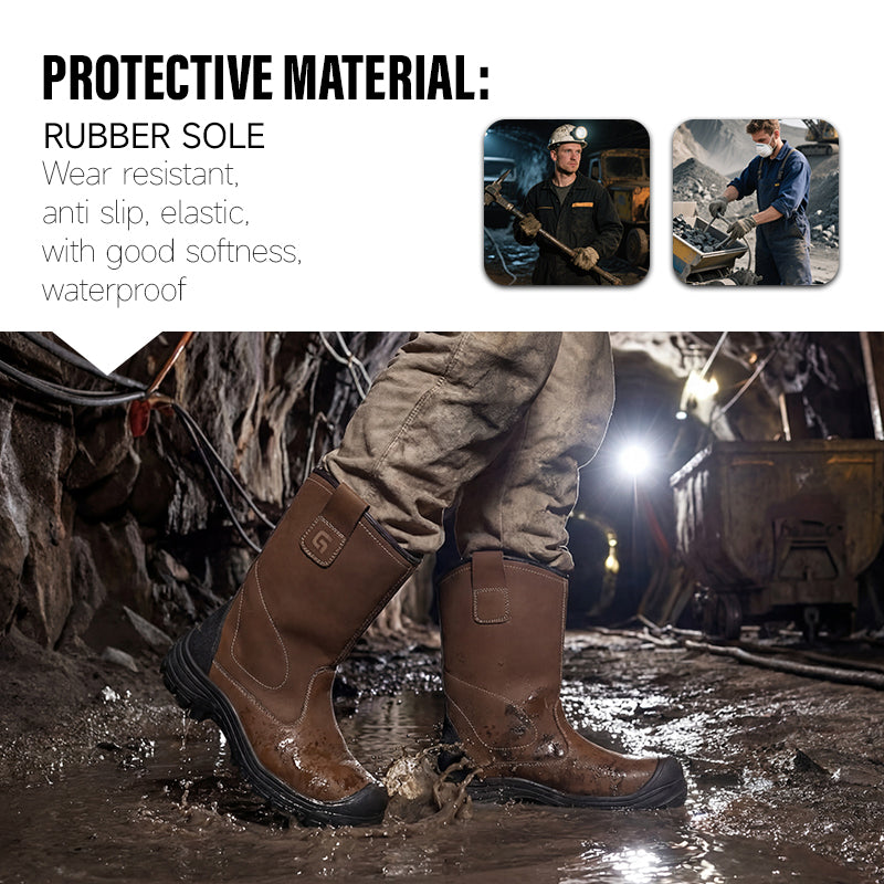 GUYISA New High Top Mining Boots | Steel Toe Anti-Smash Puncture Resistant Safety Shoes
