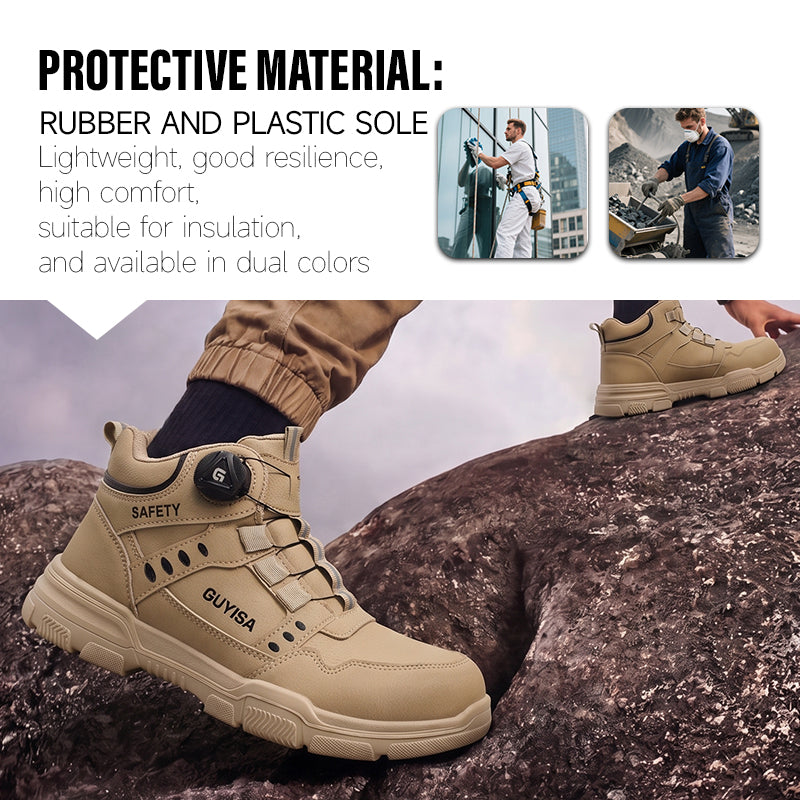 GUYISA Safety Boots Acceptable Custom Steel Toe Anti-smash and Anti-puncture Waterproof Smart Buckle Safety Shoes for Men