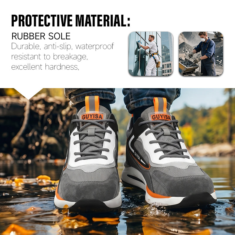 GUYISA Brand Labor protection Shoes Men's Fashion Design Non-slip Anti-samsh Outdoor Work Steel Toe Safety Shoes