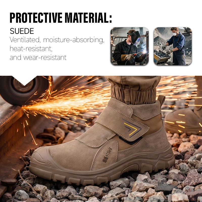GUYISA Welder Safety Shoes | 10KV Insulated, Plastic Toe Anti-Smash Anti-Puncture, Four-Season Low-top Khaki