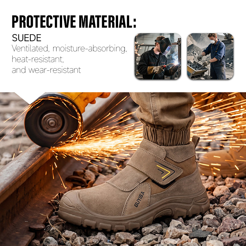 GUYISA Welder Safety Boots European Standard Steel Toe Anti-ironing Work Boot for Construction Sites