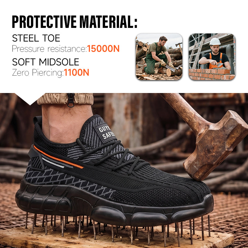 GUYISA Ultra-Light Safety Shoes European Standard Steel Toe Fashion Working Shoes Winter Rubber Mesh Fabric Insoles