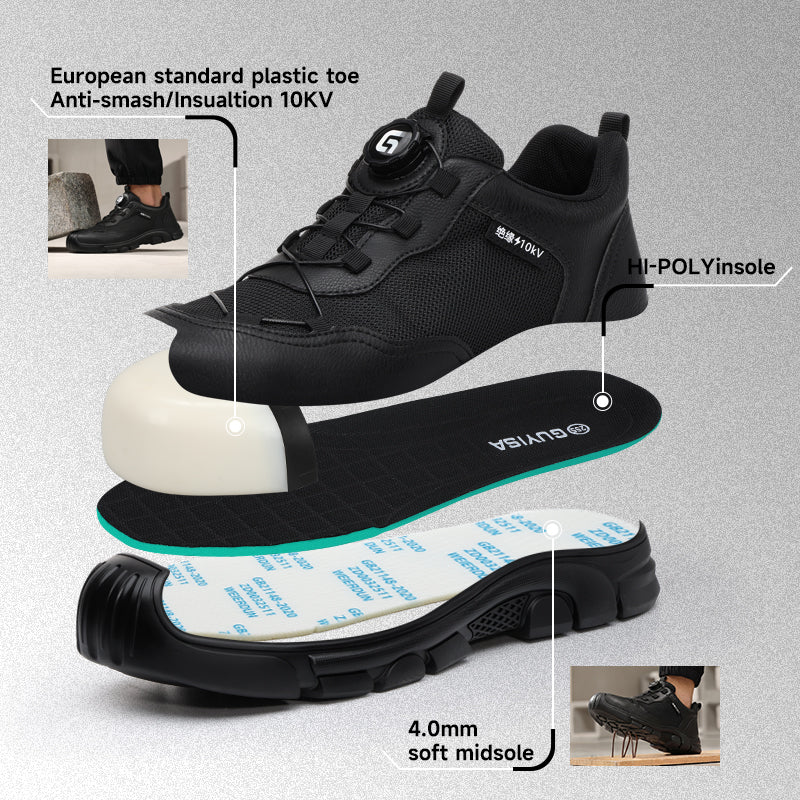 GUYISA 0216KV-2 Casual Safety Shoes | Euro Plastic Toe, Anti-smash, Anti-penetration, 10KV Insulation