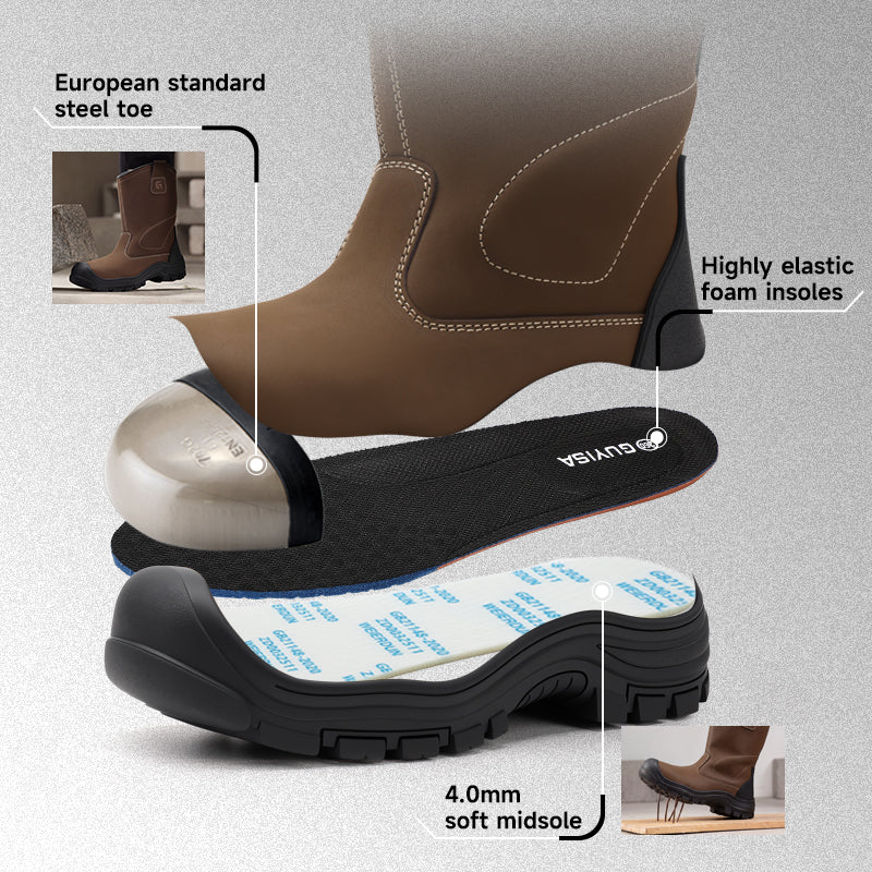 GUYISA New High Top Mining Boots | Steel Toe Anti-Smash Puncture Resistant Safety Shoes