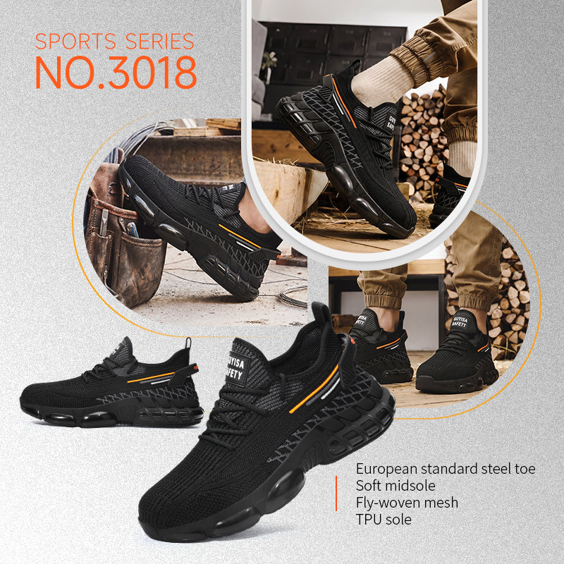 GUYISA Ultra-Light Safety Shoes European Standard Steel Toe Fashion Working Shoes Winter Rubber Mesh Fabric Insoles