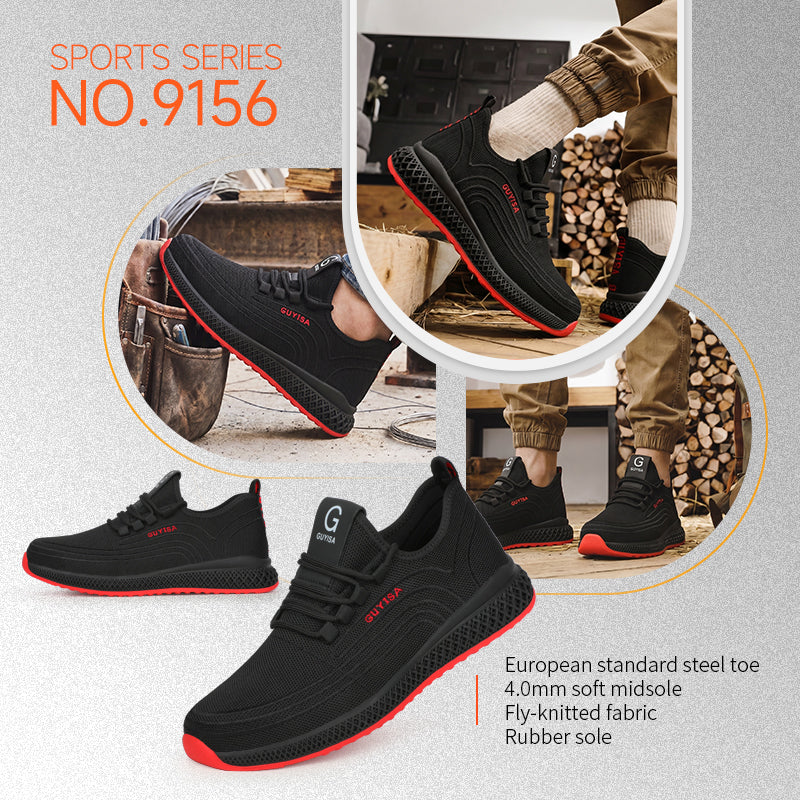 GUYISA High-quality All-season Wear-resistant Fashion Men's Oversized Steel Toe Safety Work Shoes