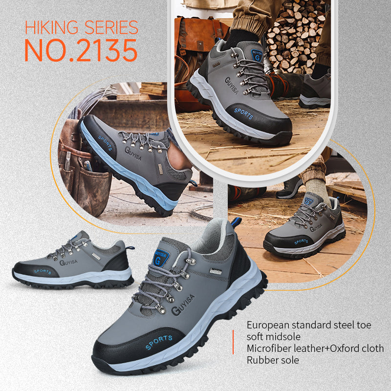 GUYISA Men's High Quality Waterproof Leather Safety Shoes Anti-Smashing Steel Toe with Wear-Resistant Feature