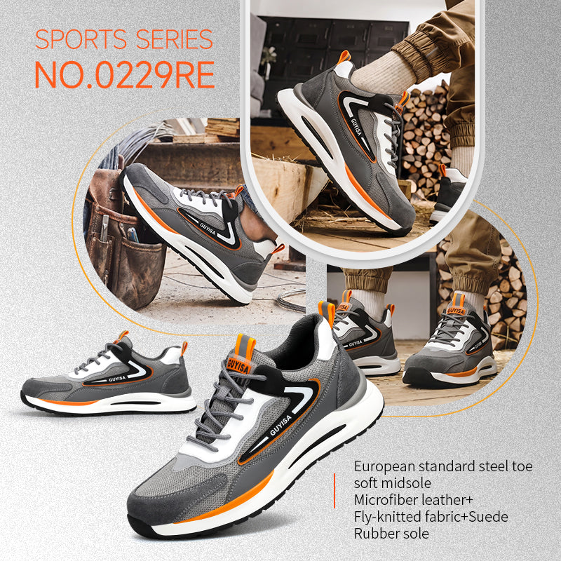GUYISA Brand Labor protection Shoes Men's Fashion Design Non-slip Anti-samsh Outdoor Work Steel Toe Safety Shoes