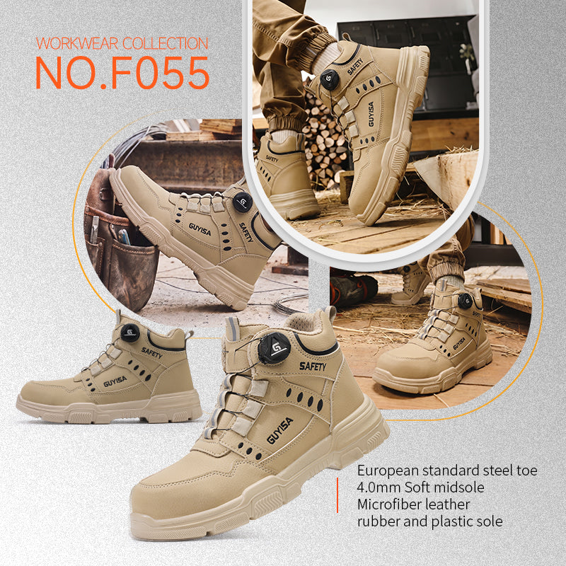 GUYISA Safety Boots Acceptable Custom Steel Toe Anti-smash and Anti-puncture Waterproof Smart Buckle Safety Shoes for Men