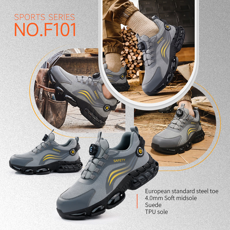 GUYISA Work Shoes for Man Sneakers Grey Construction Steel Toe Safe Shoes Anti-smashing Work Safety Shoes