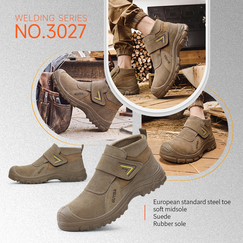 GUYISA Welder Safety Boots European Standard Steel Toe Anti-ironing Work Boot for Construction Sites