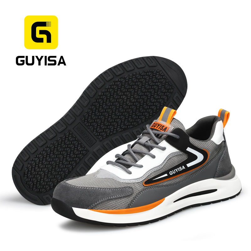 GUYISA Brand Labor protection Shoes Men's Fashion Design Non-slip Anti-samsh Outdoor Work Steel Toe Safety Shoes