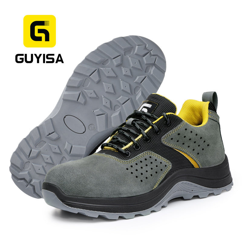 GUYISA 6077GY Welding Safety Shoes, Steel Toe Anti-Smash,Dual Density PU Sole