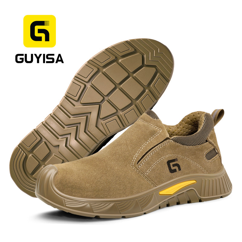 GUYISA 6059 Welding Safety Shoes, EU Steel Toe,  Solid Dual-Density PU Outsole & Suede Leather