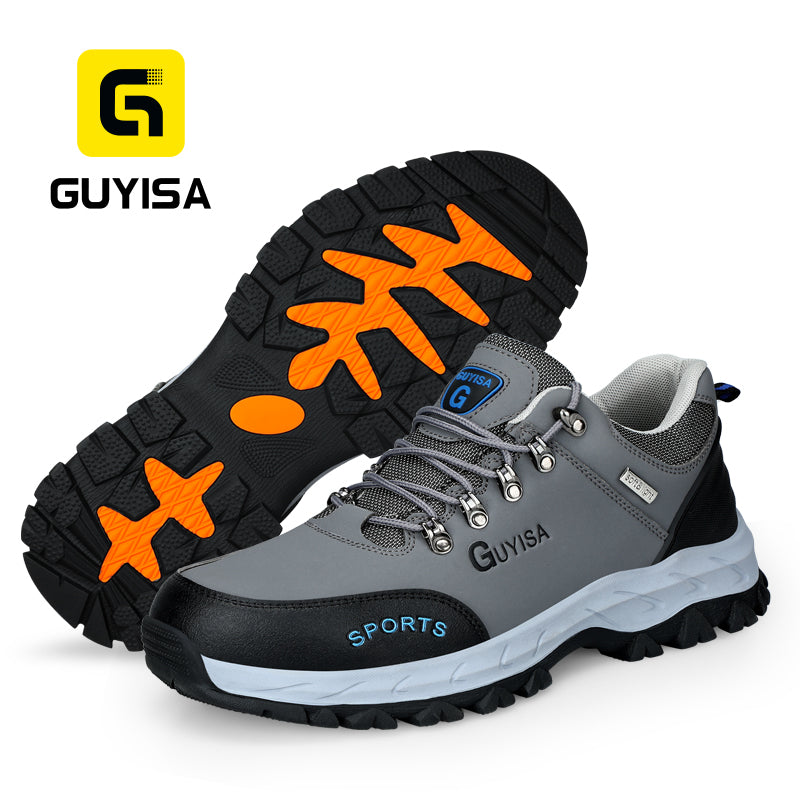 GUYISA Men's High Quality Waterproof Leather Safety Shoes Anti-Smashing Steel Toe with Wear-Resistant Feature
