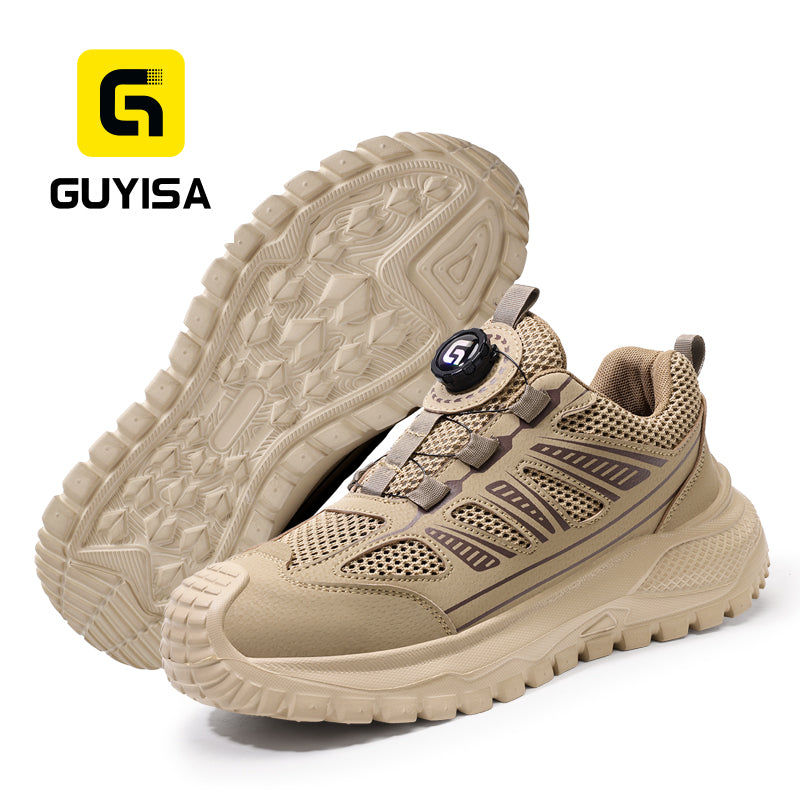 GUYISA New Summer Low Top Safety Shoes, EU Standard Steel Toe, 4.0mm  Anti-Puncture Sole, Breathable Fly Mesh & Microfiber
