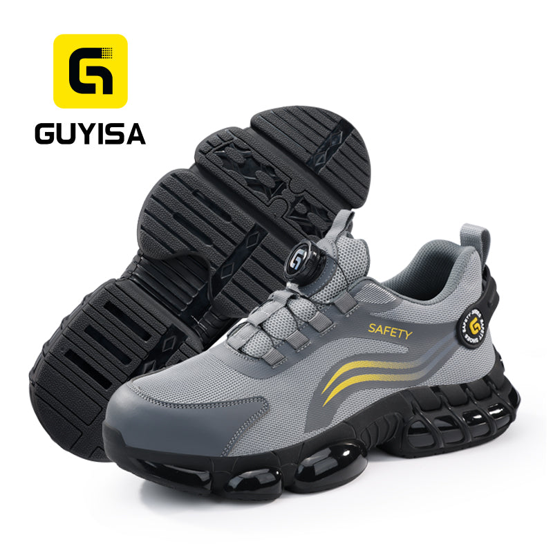 GUYISA Work Shoes for Man Sneakers Grey Construction Steel Toe Safe Shoes Anti-smashing Work Safety Shoes
