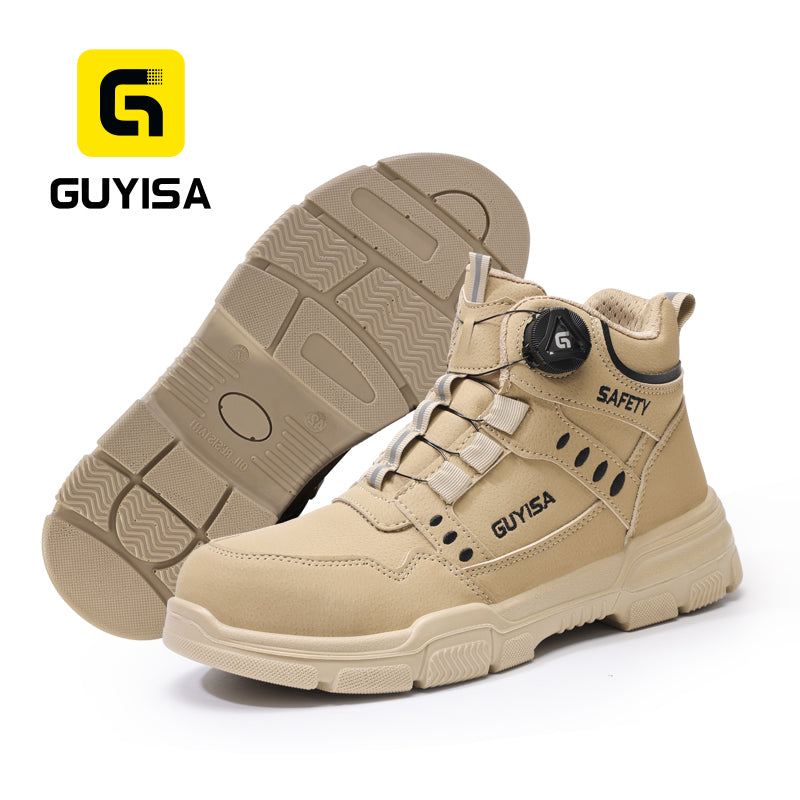 GUYISA Safety Boots Acceptable Custom Steel Toe Anti-smash and Anti-puncture Waterproof Smart Buckle Safety Shoes for Men