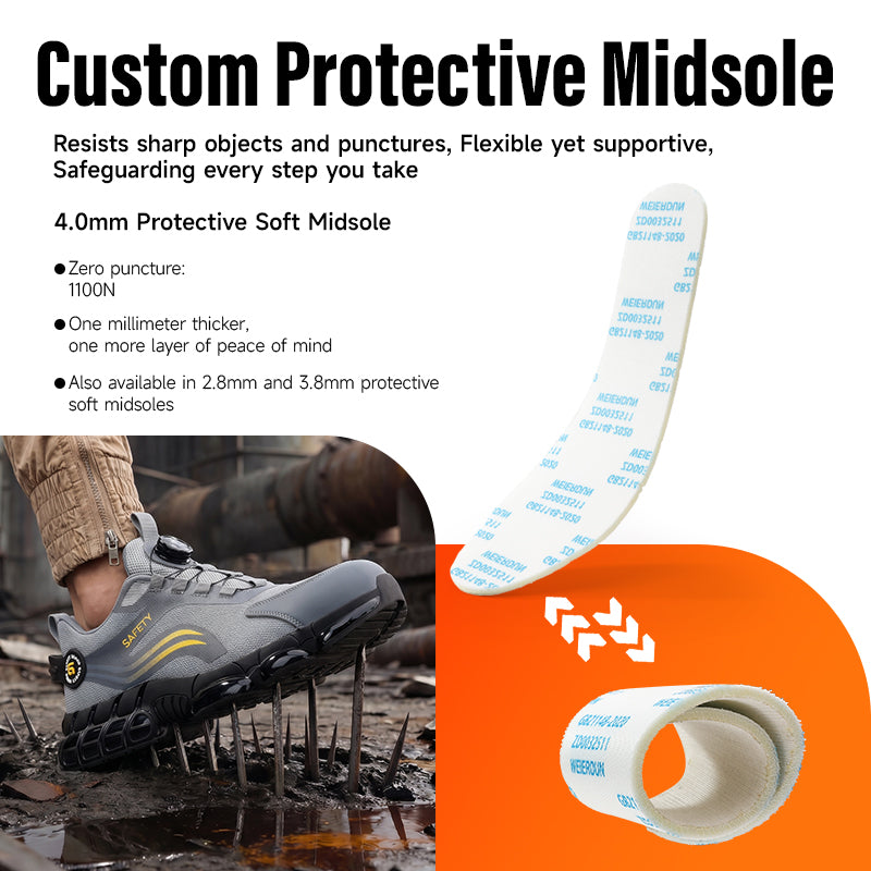 GUYISA Work Shoes for Man Sneakers Grey Construction Steel Toe Safe Shoes Anti-smashing Work Safety Shoes