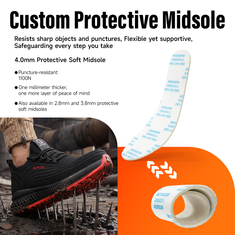 GUYISA High-quality All-season Wear-resistant Fashion Men's Oversized Steel Toe Safety Work Shoes