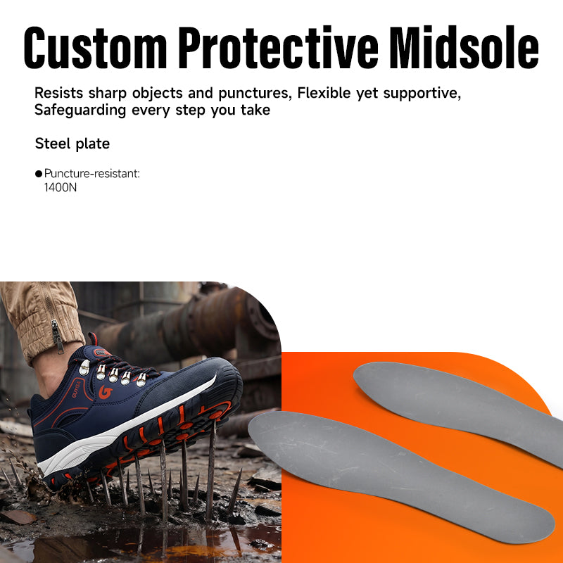 GUYISA Men's Lightweight Steel Toe Work Shoes Sports Style Anti-Slip and Puncture-Proof Mesh Insole for Summer