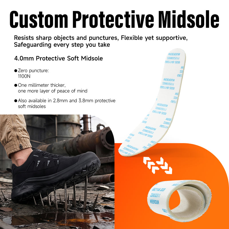 GUYISA 6080BK Hiking Safety Shoes EU Steel Toe Anti-Smashing Rubber Sole Microfiber Work Footwear