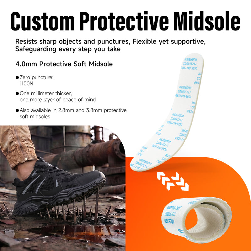 GUYISA 6079 Dad Style Safety Shoes, EU Steel Toe, Puncture-Proof, Rubber-Plastic Outsole, Microfiber & Steel Wire Mesh Upper