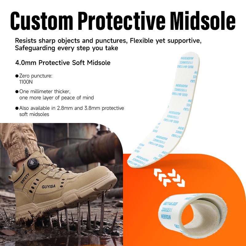 GUYISA Safety Boots Acceptable Custom Steel Toe Anti-smash and Anti-puncture Waterproof Smart Buckle Safety Shoes for Men