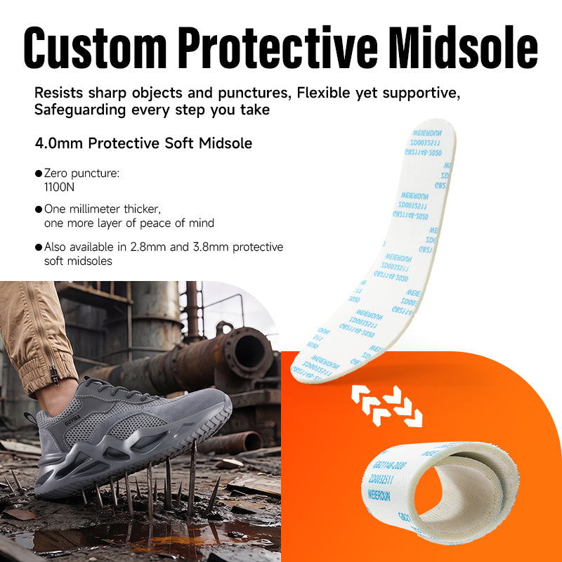 GUYISA 3157T Low Cut Summer Dad Style Safety Shoes, EU Steel Toe Anti Smash Anti Puncture, Microfiber Suede Fly Mesh, EVA Sole Grey Work Footwear