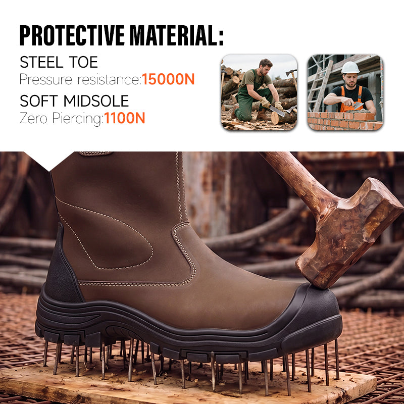 GUYISA New High Top Mining Boots | Steel Toe Anti-Smash Puncture Resistant Safety Shoes