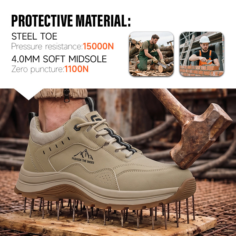 GUYISA Leisure Series Microfiber Upper European Standard Steel Toe Rubber Sole New Style Yellow-brown Safety Shoes