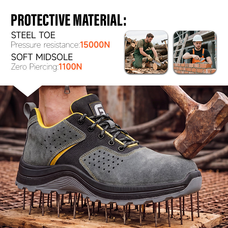GUYISA 6077GY Welding Safety Shoes, Steel Toe Anti-Smash,Dual Density PU Sole
