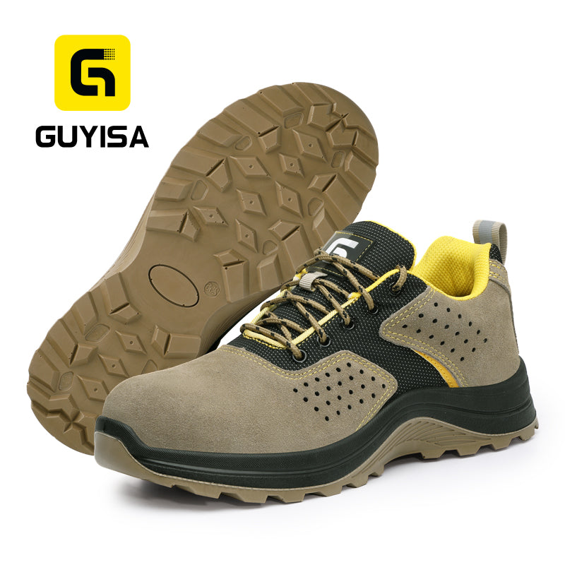 GUYISA 6077 Welding Safety Shoes, Steel Toe Anti-Smash,  Dual Density PU Sole