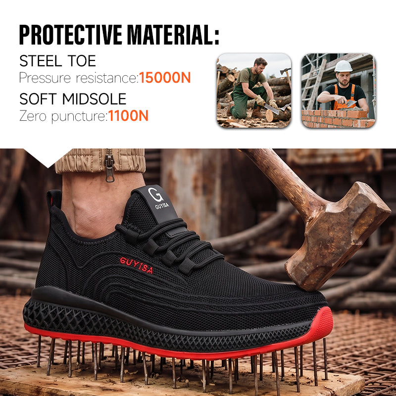 GUYISA High-quality All-season Wear-resistant Fashion Men's Oversized Steel Toe Safety Work Shoes