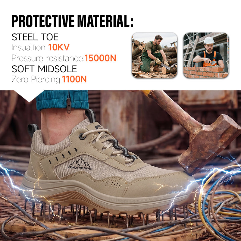 GUYISA 5039FBKVS 10KV Insulated Safety Work Shoes, EU Composite Toe, Anti-Puncture Steel Wire Cloth, Solid Dual Density PU Outsole Black Microfiber