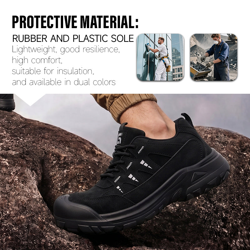 GUYISA 6080BK Hiking Safety Shoes EU Steel Toe Anti-Smashing Rubber Sole Microfiber Work Footwear