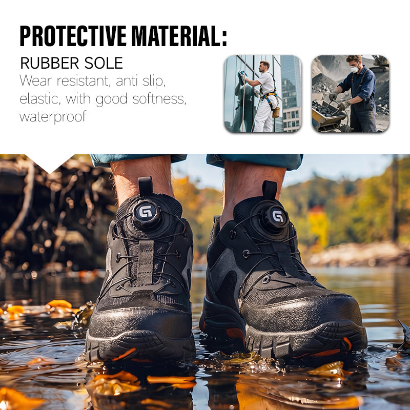 Black Hiking Work Safety Shoes GUYISA 1109KV-2, EU Composite Toe 10KV Insulation Anti-Smash Puncture-Proof Rubber Outsole