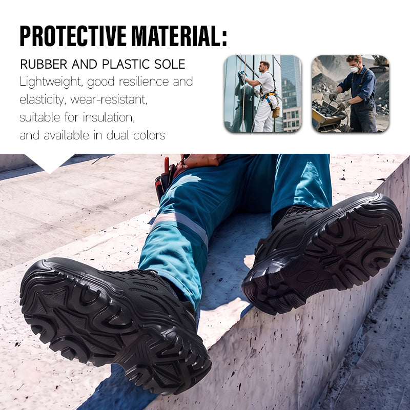 GUYISA 6085KV Low Top Safety Sneakers, 10KV Insulated Fiberglass Composite Toe Work Shoes, Rubber Plastic Outsole, Breathable Fly Knit Mesh Black Dad Style All Season Safety Shoes