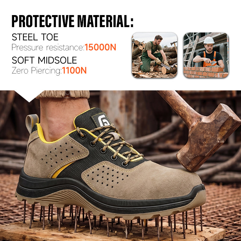 GUYISA 6077 Welding Safety Shoes, Steel Toe Anti-Smash,  Dual Density PU Sole