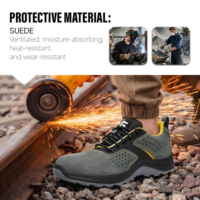 GUYISA 6077GY Welding Safety Shoes, Steel Toe Anti-Smash,Dual Density PU Sole