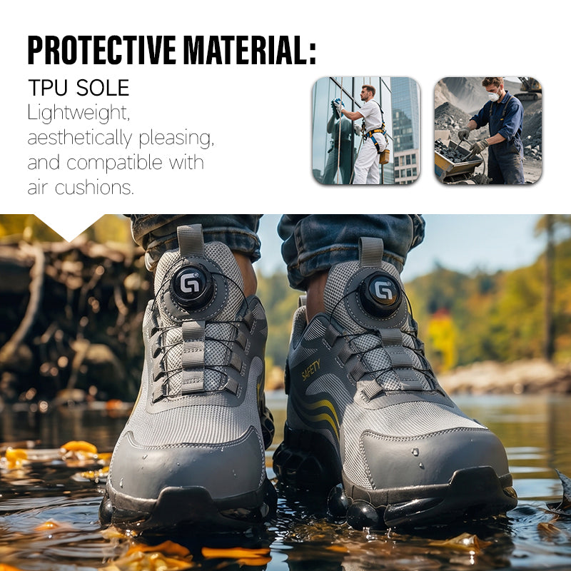 GUYISA Work Shoes for Man Sneakers Grey Construction Steel Toe Safe Shoes Anti-smashing Work Safety Shoes