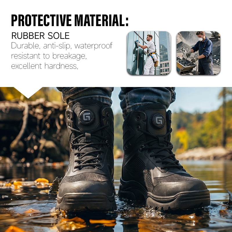 GUYISA Industrial Safety Boots Anti-Slip Rubber Sole Steel Toe Work Boot for Men