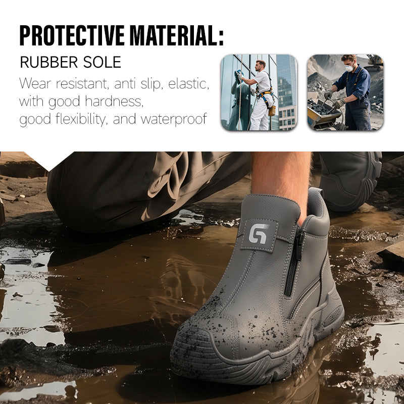 GUYISA 6078GY Grey Work Safety Shoes, EU Steel Toe Anti-Smash Anti-Puncture Rubber Sole Microfiber Upper