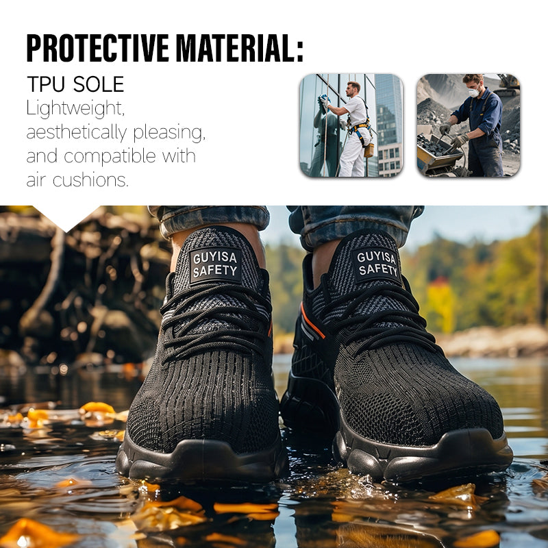 GUYISA Ultra-Light Safety Shoes European Standard Steel Toe Fashion Working Shoes Winter Rubber Mesh Fabric Insoles
