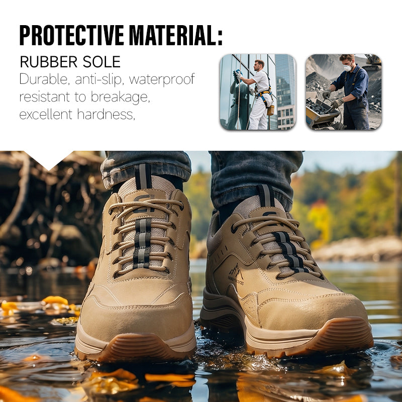 GUYISA Leisure Series Microfiber Upper European Standard Steel Toe Rubber Sole New Style Yellow-brown Safety Shoes
